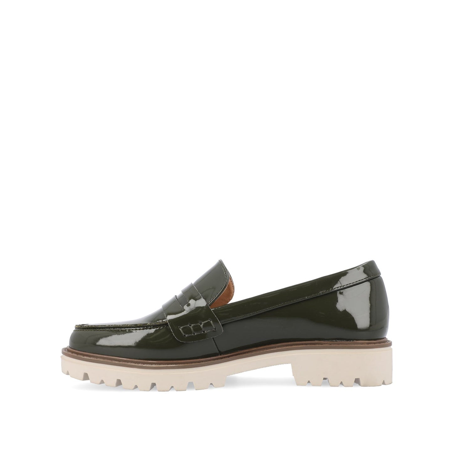 Journee KENLY VEGAN LEATHER LOAFER FLATS IN WIDE - Green Patent