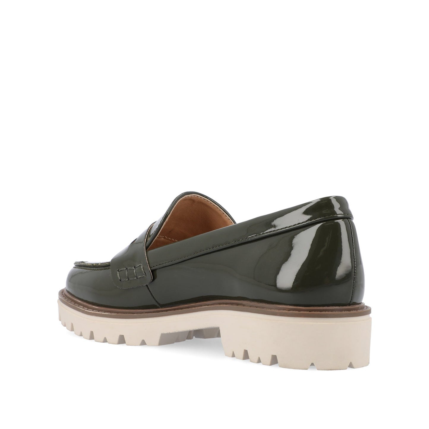 Journee KENLY VEGAN LEATHER LOAFER FLATS IN WIDE - Green Patent