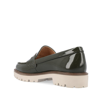 Journee KENLY VEGAN LEATHER LOAFER FLATS IN WIDE - Green Patent