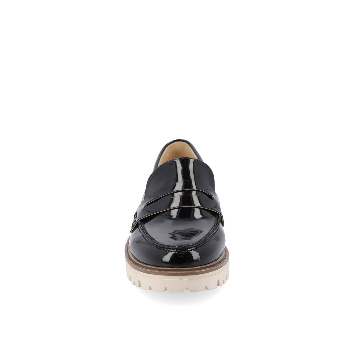 Journee KENLY VEGAN LEATHER LOAFER FLATS IN WIDE - Black Patent