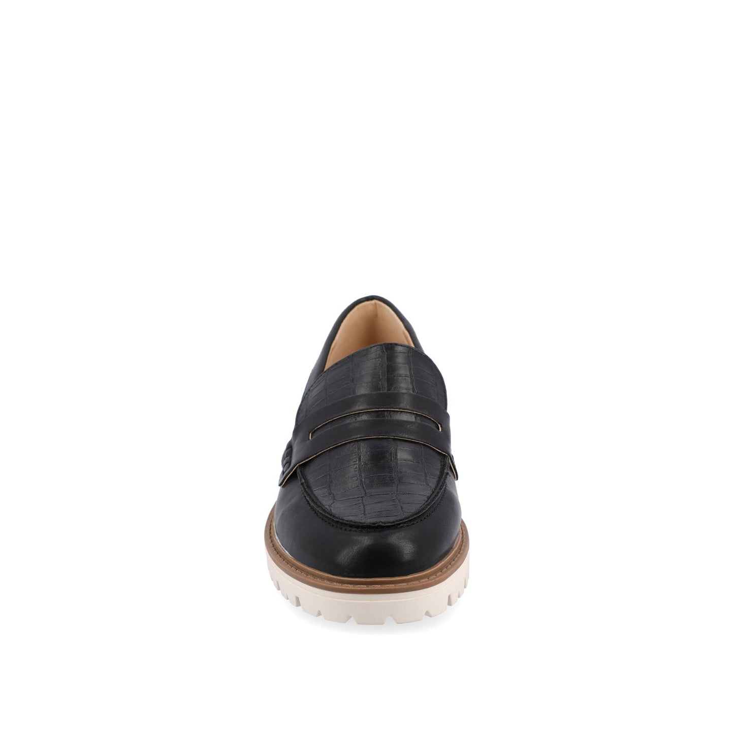 Journee KENLY VEGAN LEATHER LOAFER FLATS IN WIDE - Black PU
