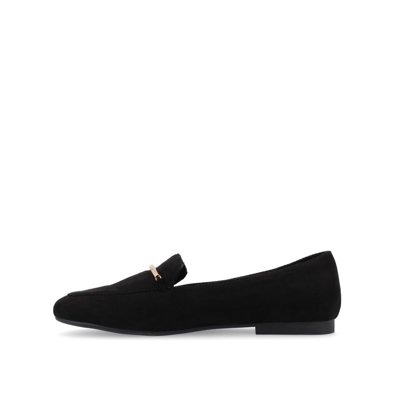 Journee WRENN FAUX SUEDE FLATS IN WIDE - Black Faux Suede