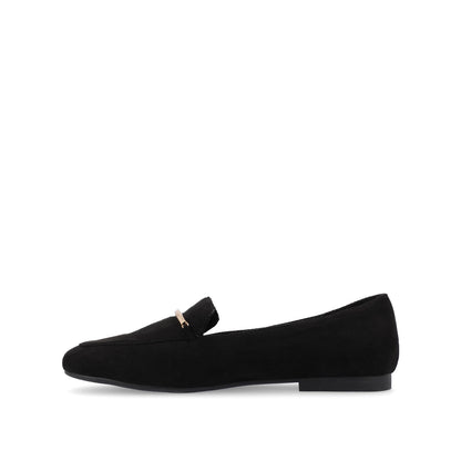 Journee WRENN FAUX SUEDE FLATS IN WIDE - Black Faux Suede
