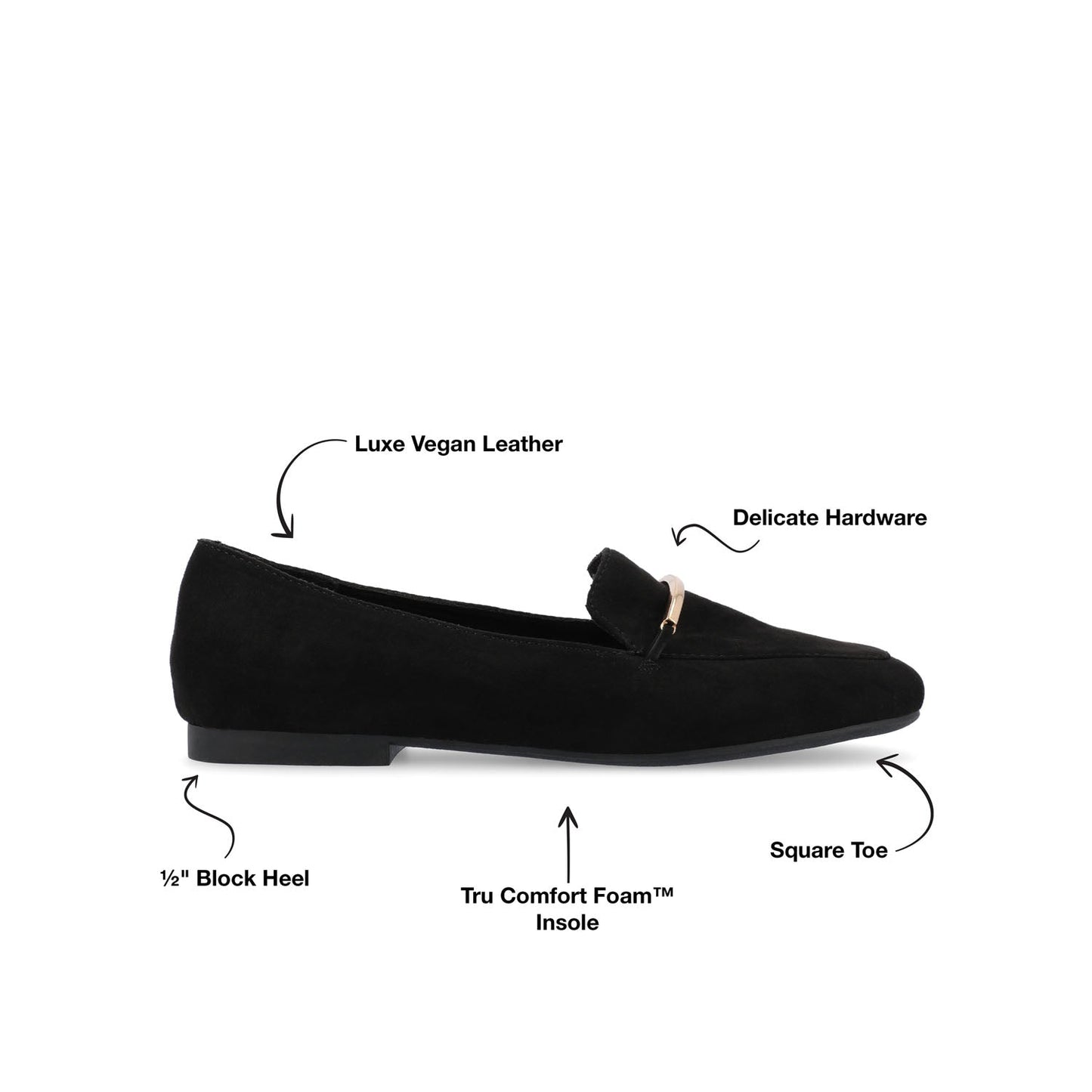 Journee WRENN FAUX SUEDE FLATS IN WIDE - Black Faux Suede