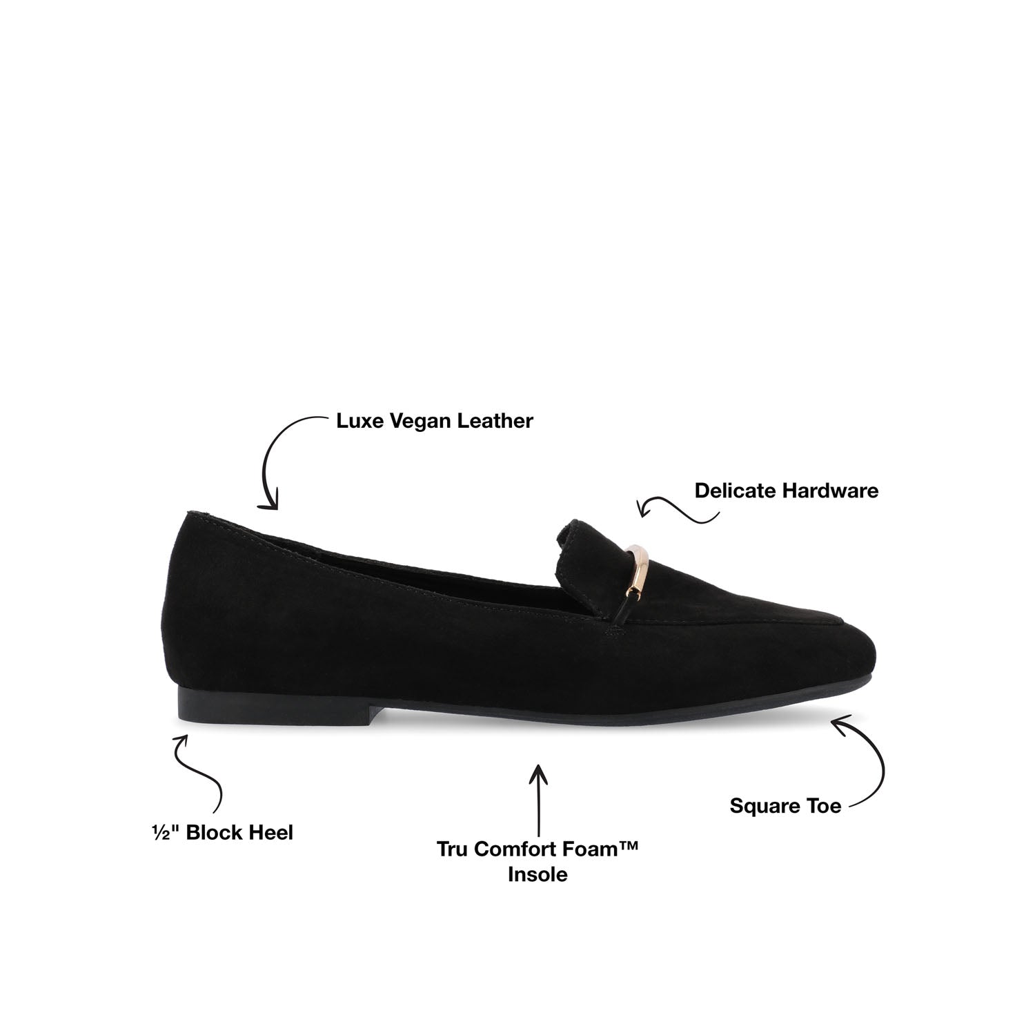 Journee WRENN FAUX SUEDE FLATS IN WIDE - Black Faux Suede