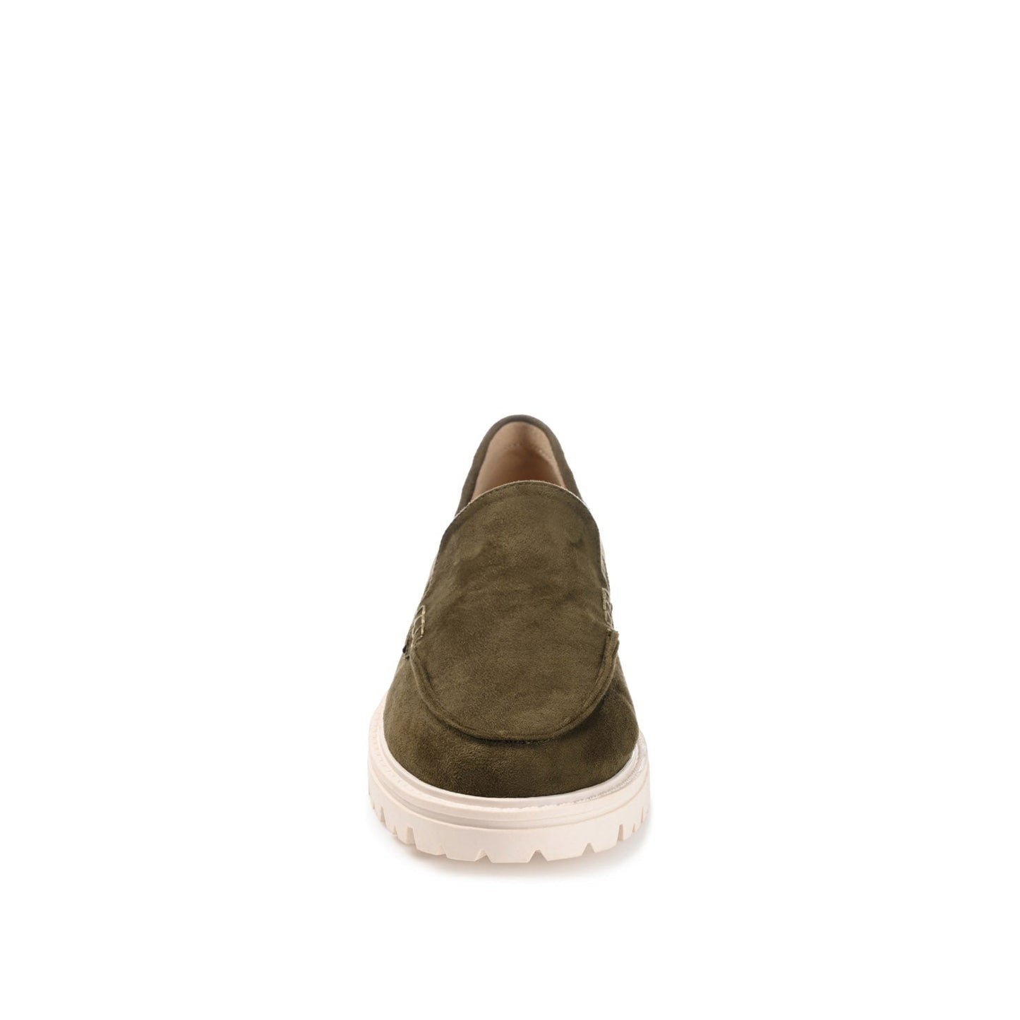 Journee ERIKA LOAFER FLATS IN FAUX SUEDE - Olive Faux Suede