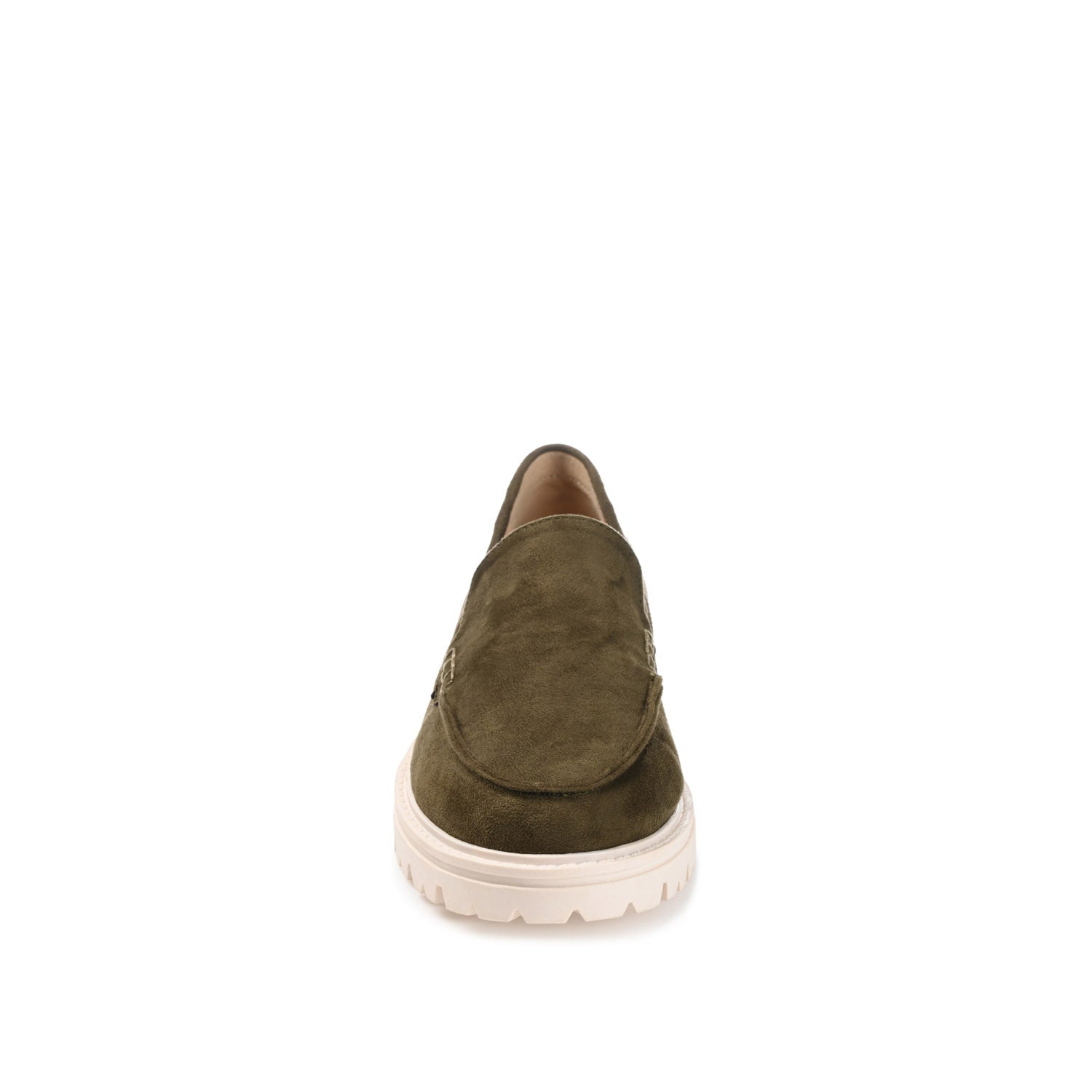 Journee ERIKA LOAFER FLATS IN FAUX SUEDE - Olive Faux Suede