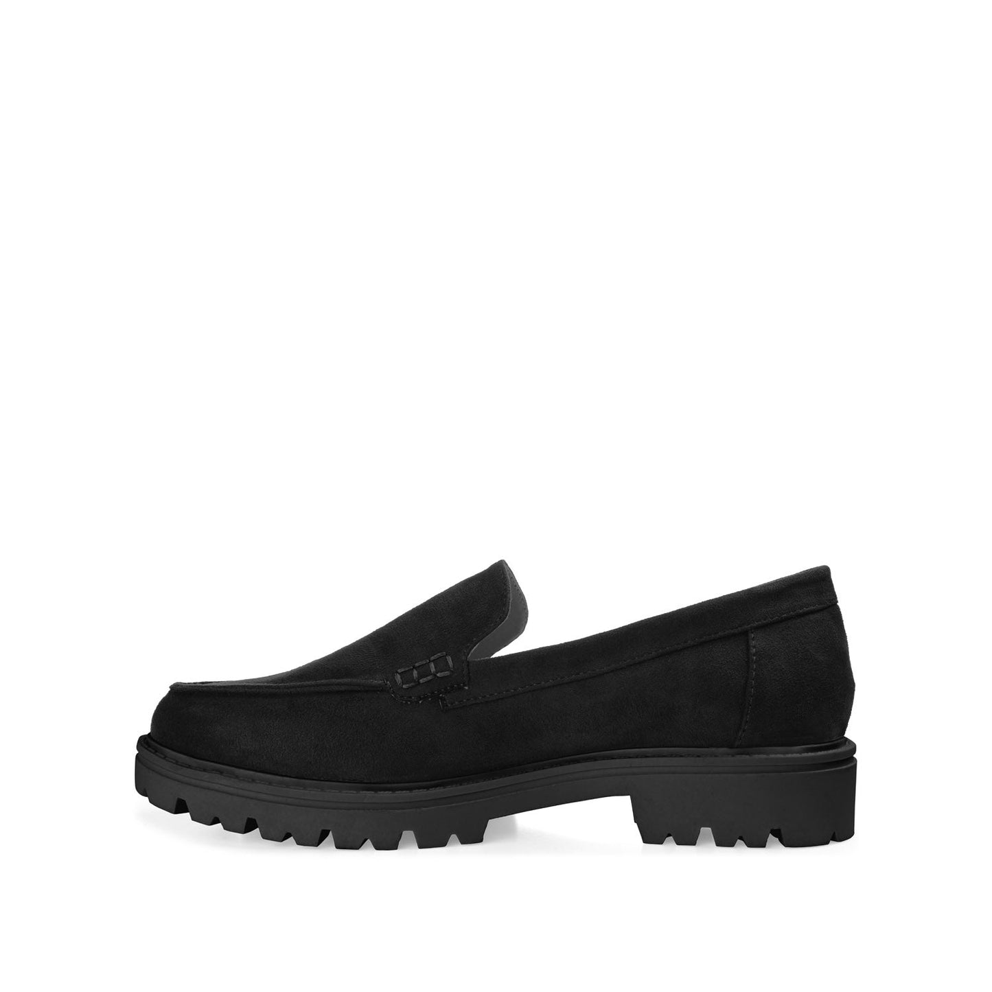 Journee ERIKA LOAFER FLATS IN FAUX SUEDE - Black Faux Suede