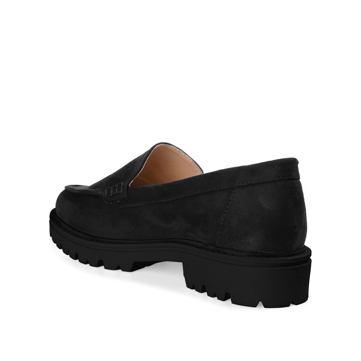 Journee ERIKA LOAFER FLATS IN FAUX SUEDE - Black Faux Suede