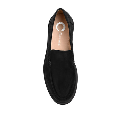 Journee ERIKA LOAFER FLATS IN FAUX SUEDE - Black Faux Suede