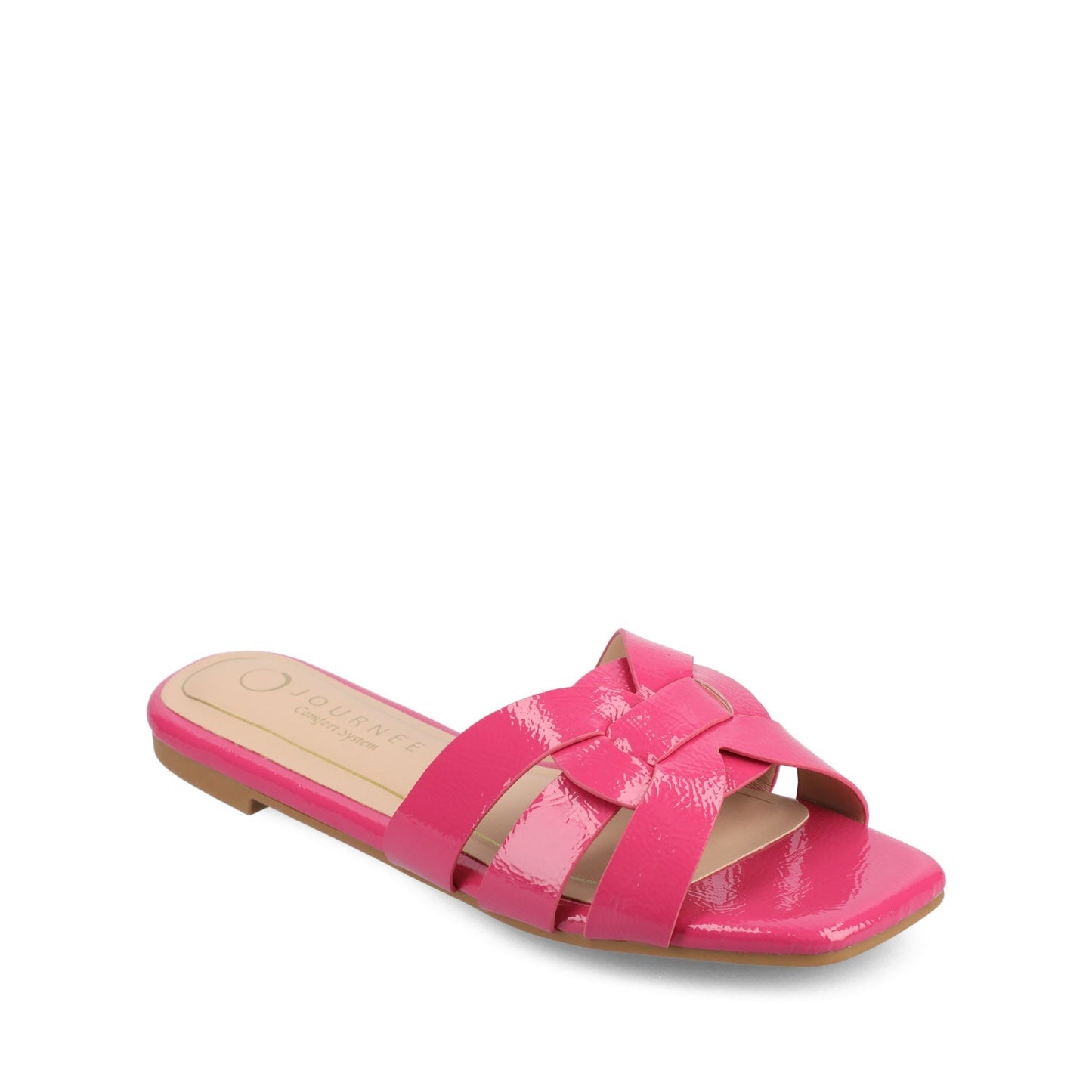 Journee ARRINA SLIDE SANDALS IN STATEMENT PATENT - Hot Pink Patent