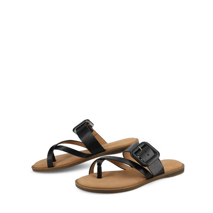Journee LAYRA FLAT SANDALS - Black