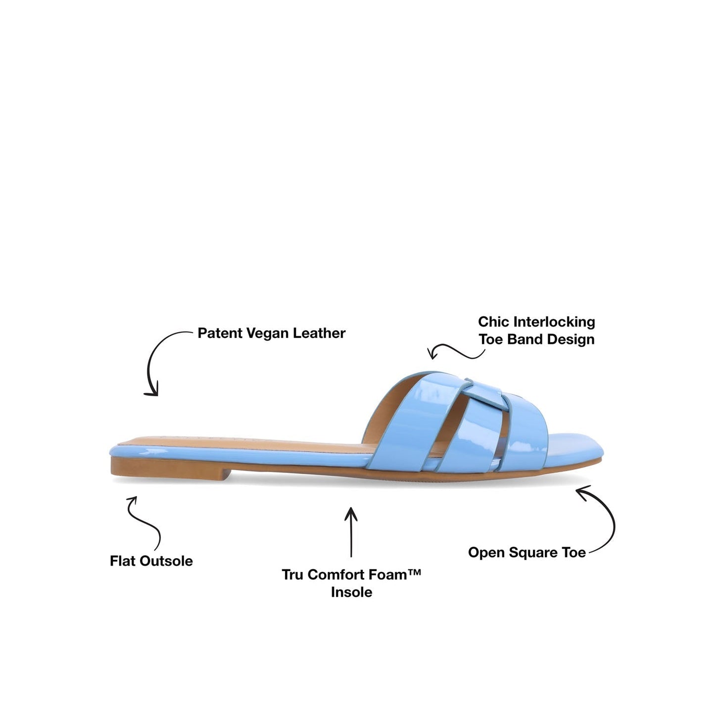Journee ARRINA SLIDE SANDALS IN STATEMENT PATENT - Blue Patent