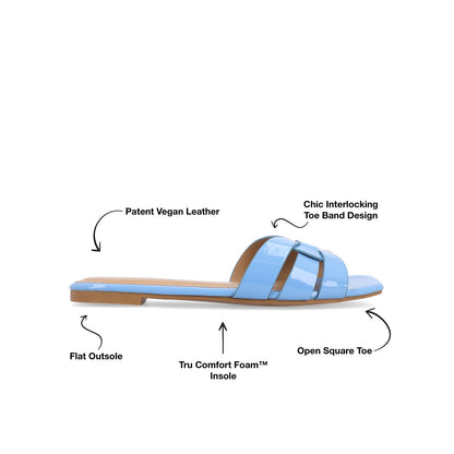 Journee ARRINA SLIDE SANDALS IN STATEMENT PATENT - Blue Patent