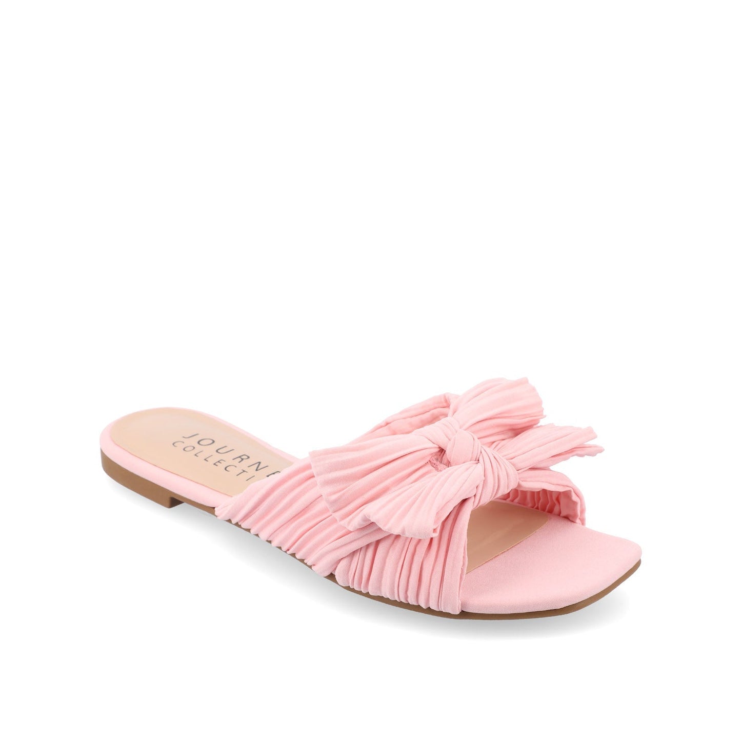 Journee SERLINA PLEATED SLIDE SANDALS IN FOIL - Pink