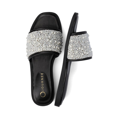 Journee PRECLY EVENING FLAT SANDALS - Black