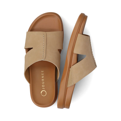 Journee MISEY SINGLE BAND SLIP ON SANDALS - Sand