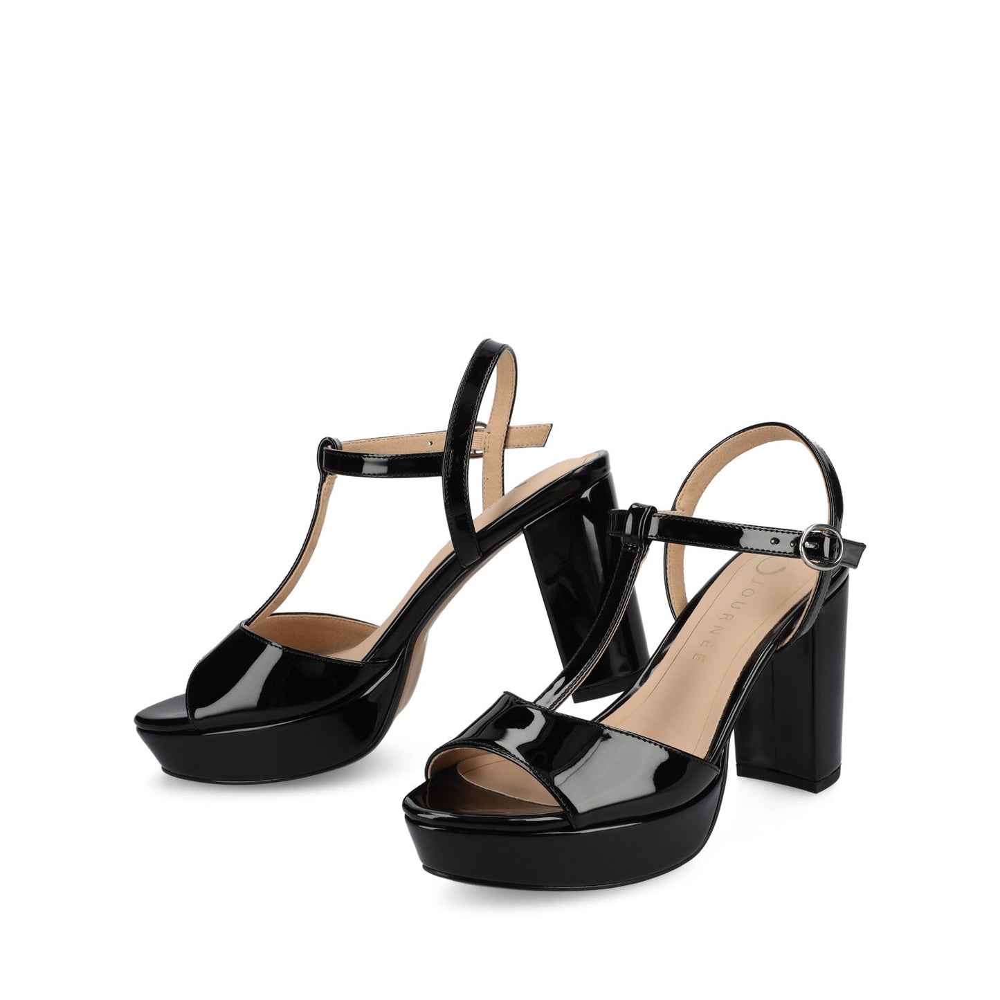 Journee NALIE PLATFORM DRESS SANDALS - Black Patent