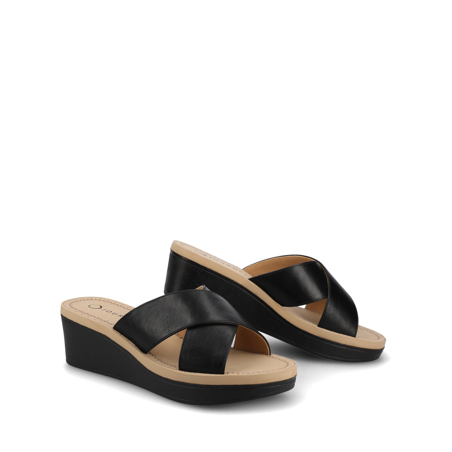 Journee Biara Platform Wedge Sandals - Black
