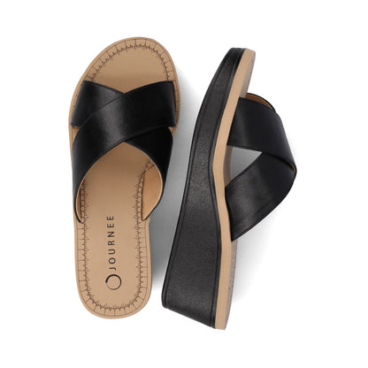 Journee Biara Platform Wedge Sandals - Black