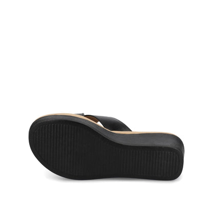 Journee Biara Platform Wedge Sandals - Black