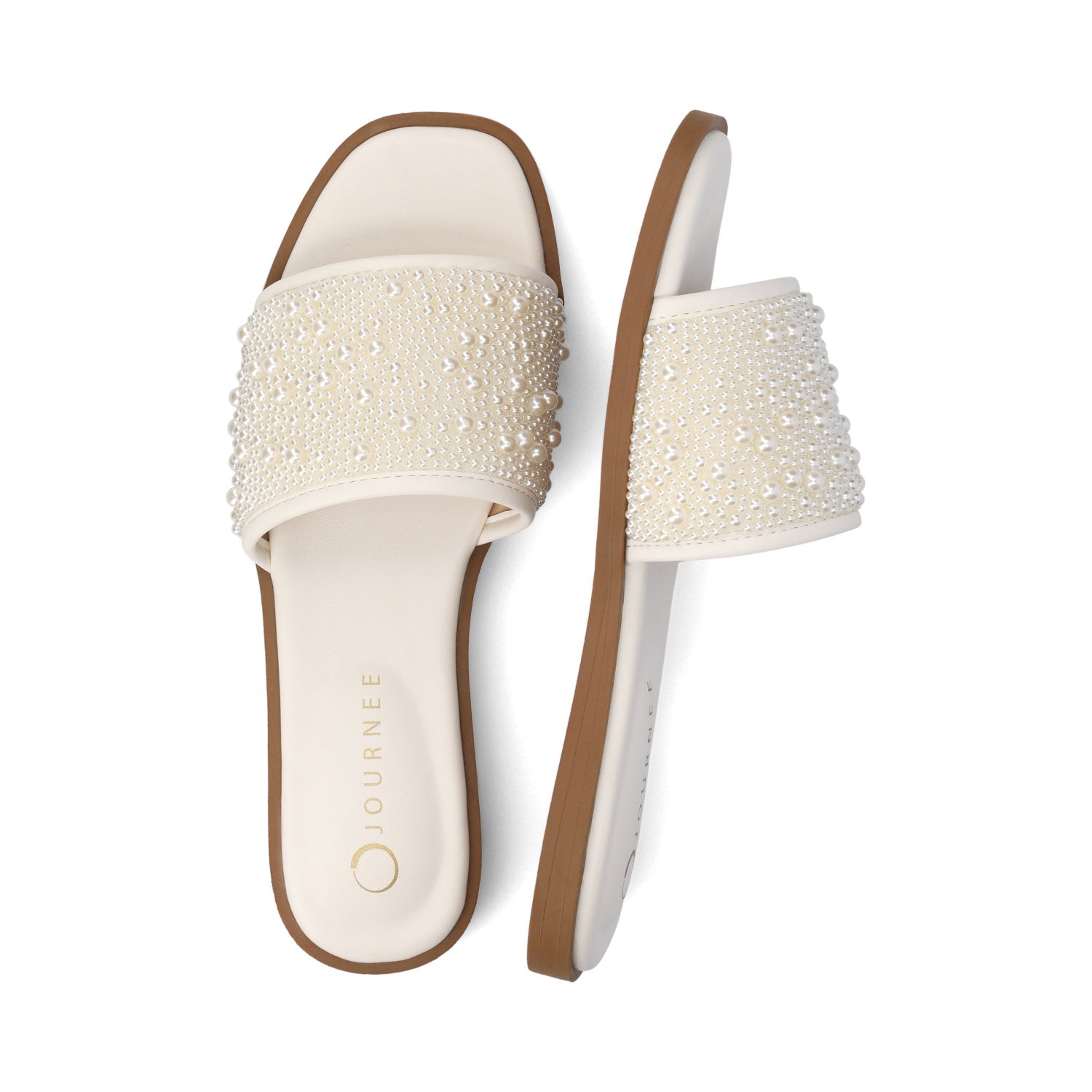 Journee PRECLY EVENING FLAT SANDALS - White