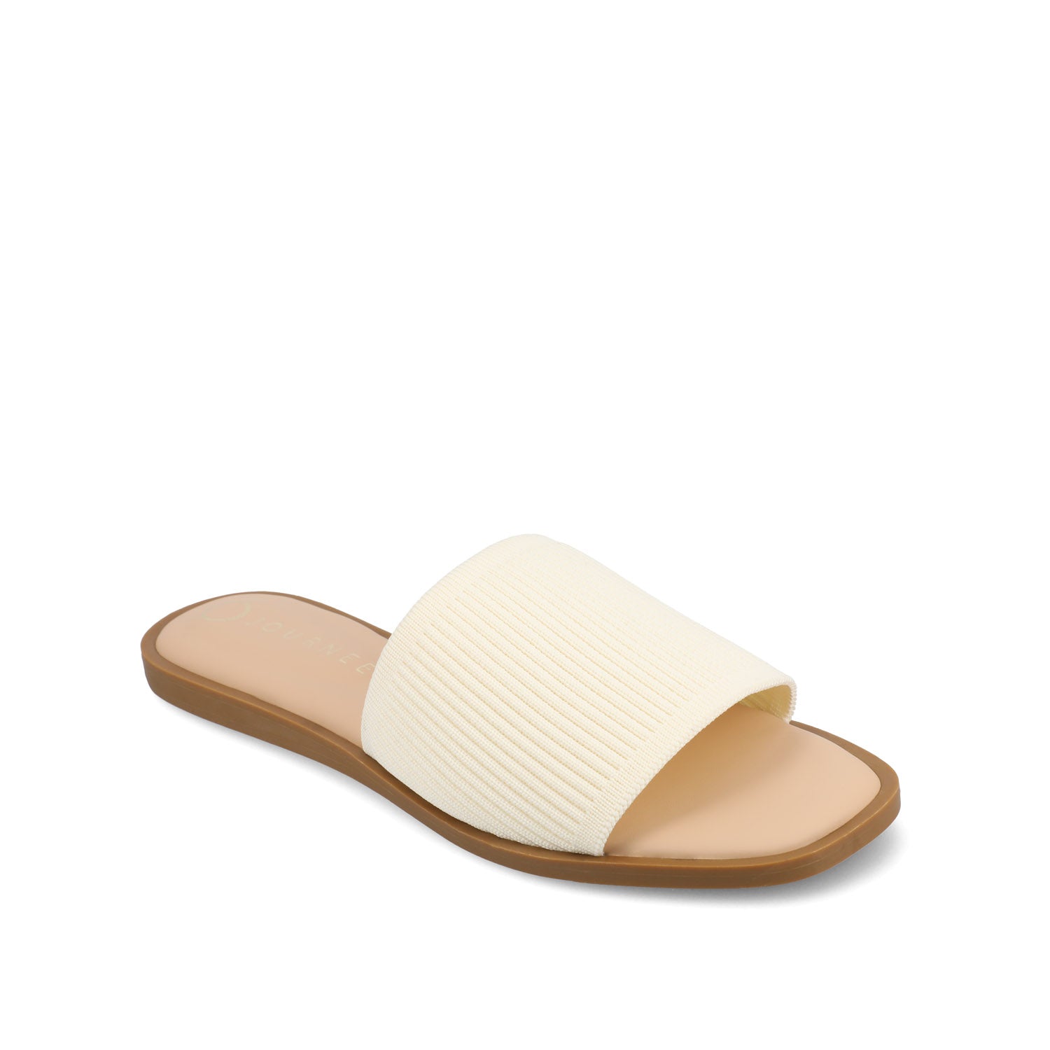 Journee PRISILLA SLIDE SANDALS IN KNIT FABRIC - Bone
