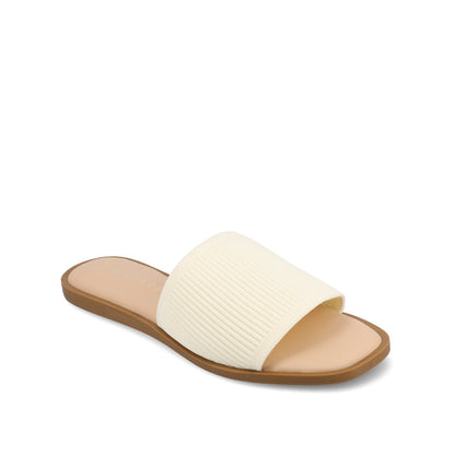 Journee PRISILLA SLIDE SANDALS IN KNIT FABRIC - Bone