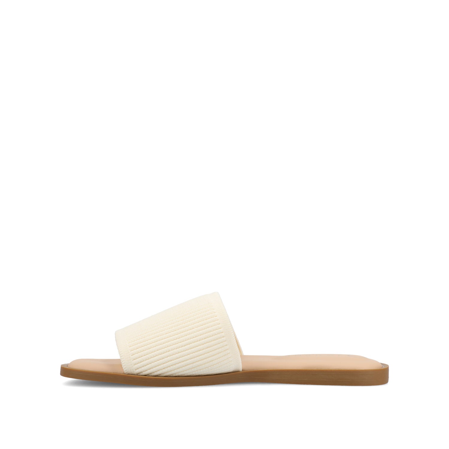 Journee PRISILLA SLIDE SANDALS IN KNIT FABRIC - Bone