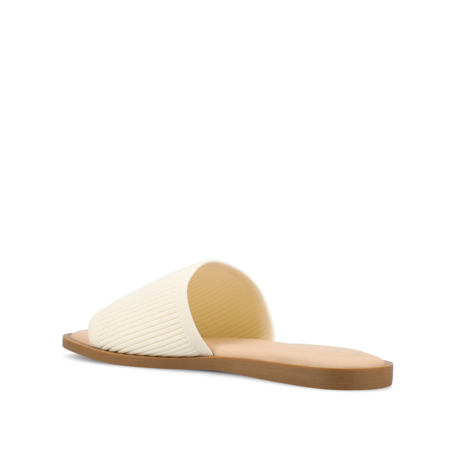 Journee PRISILLA SLIDE SANDALS IN KNIT FABRIC - Bone