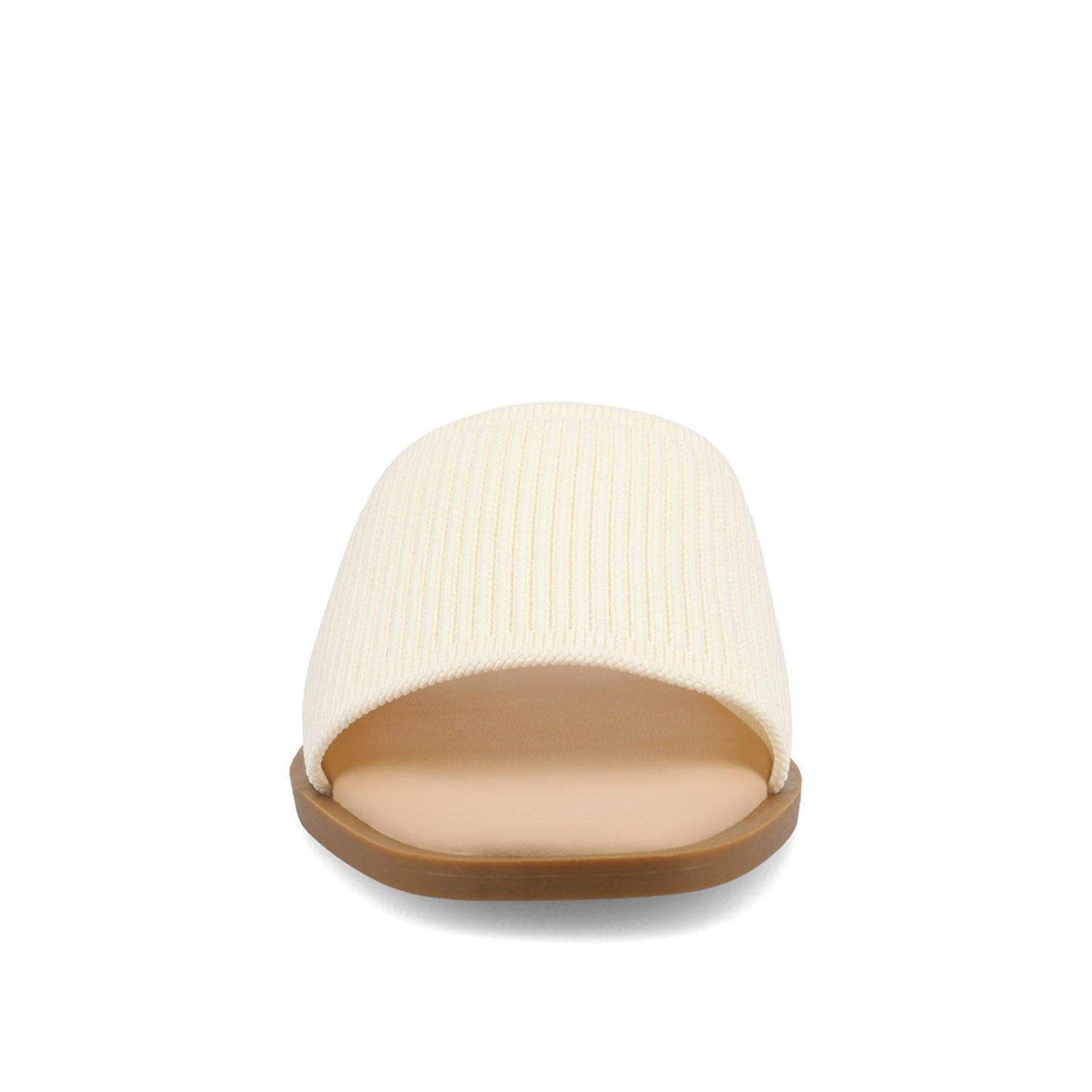 Journee PRISILLA SLIDE SANDALS IN KNIT FABRIC - Bone