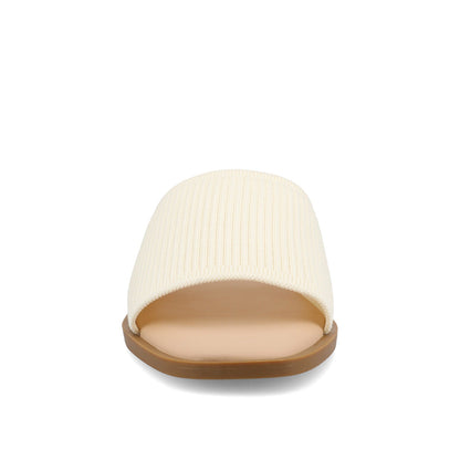 Journee PRISILLA SLIDE SANDALS IN KNIT FABRIC - Bone