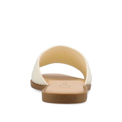 Journee PRISILLA SLIDE SANDALS IN KNIT FABRIC - Bone