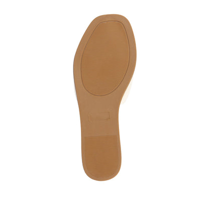 Journee PRISILLA SLIDE SANDALS IN KNIT FABRIC - Bone