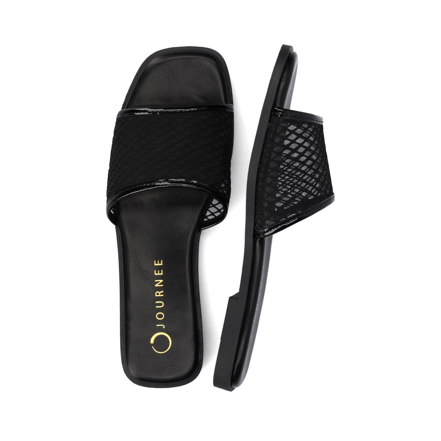 Journee BRECKLEY SLIDE SANDALS IN MESH - Black Mesh