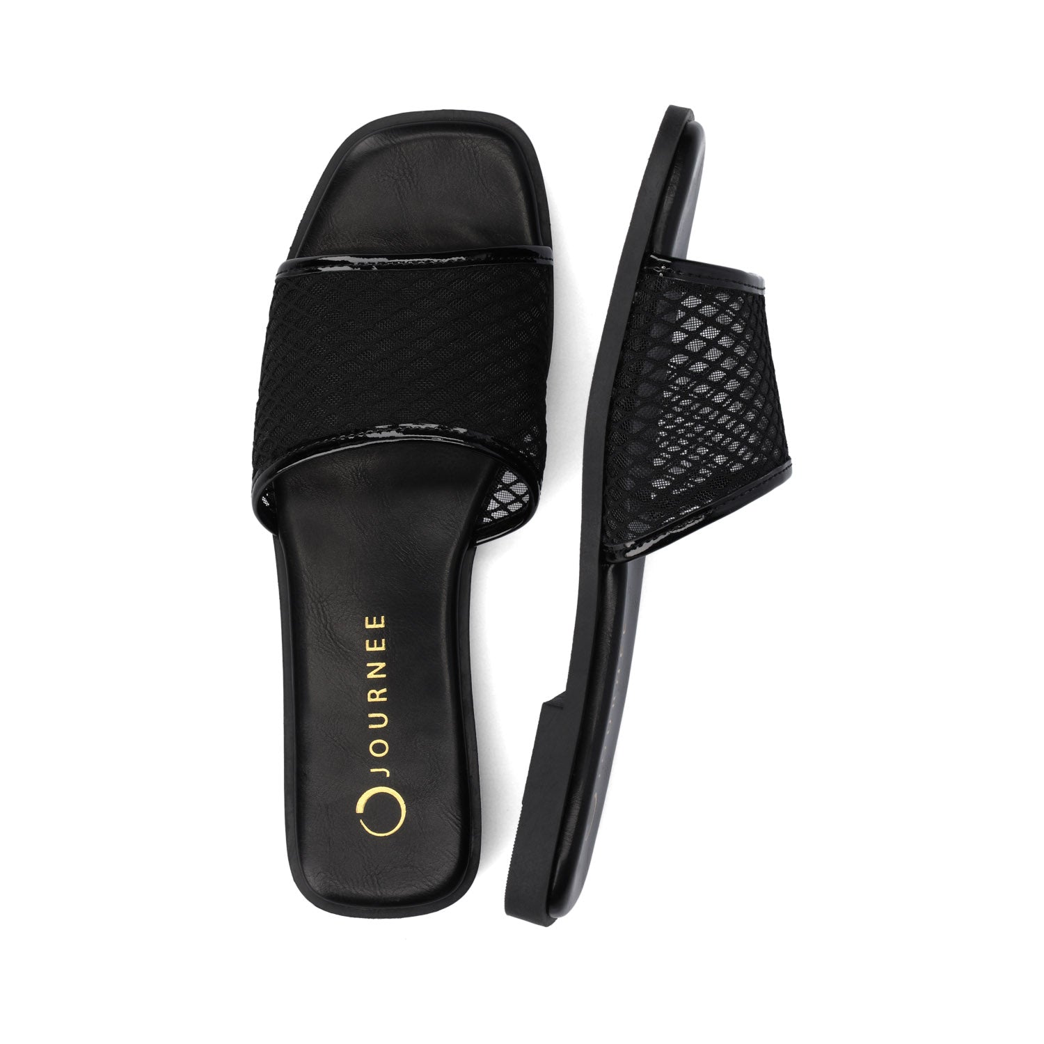 Journee BRECKLEY SLIDE SANDALS IN MESH - Black Mesh