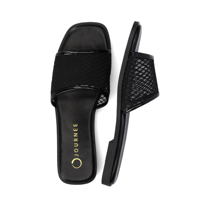 Journee BRECKLEY SLIDE SANDALS IN MESH - Black Mesh