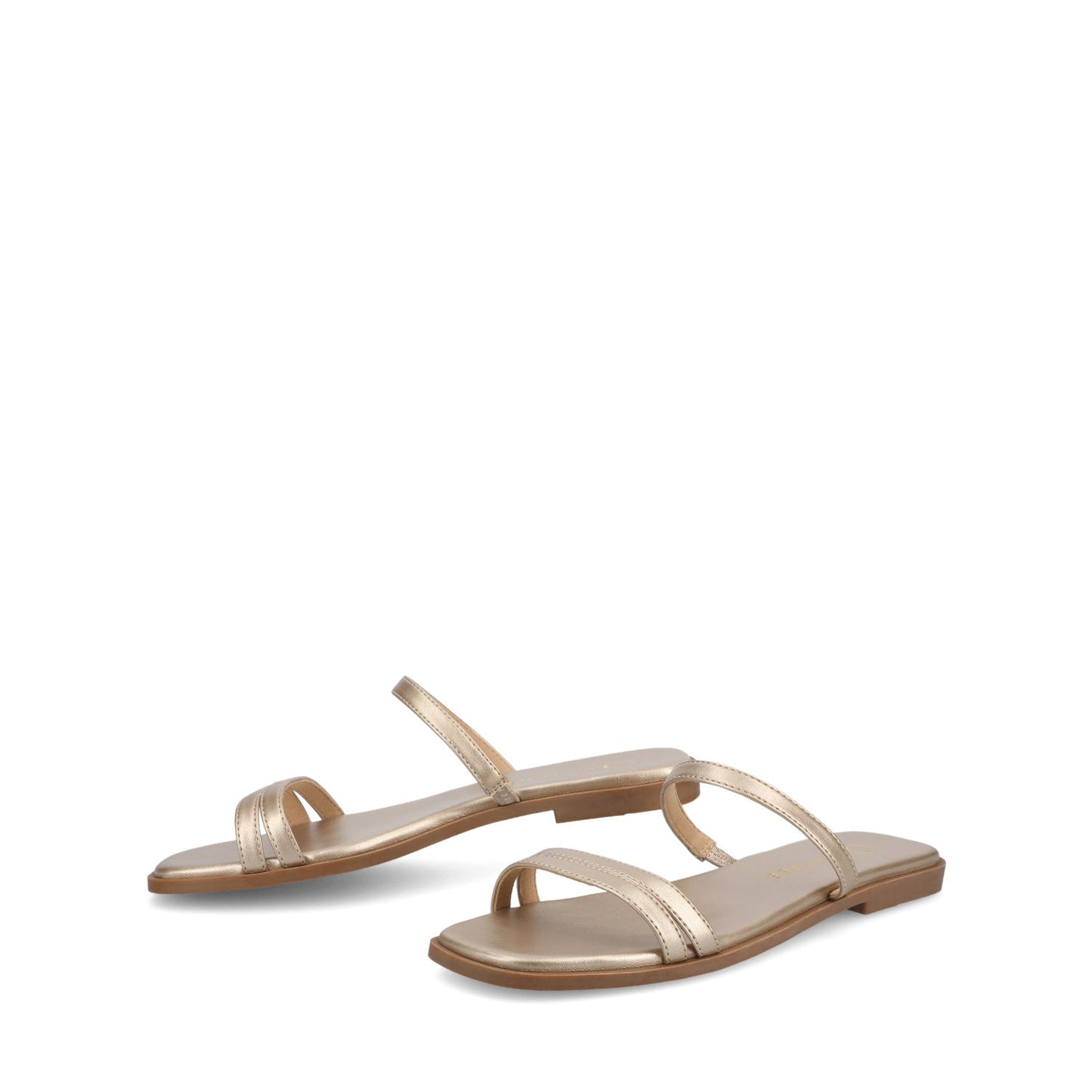 Journee BRISA SLIDE SANDALS IN VEGAN LEATHER - Gold PU