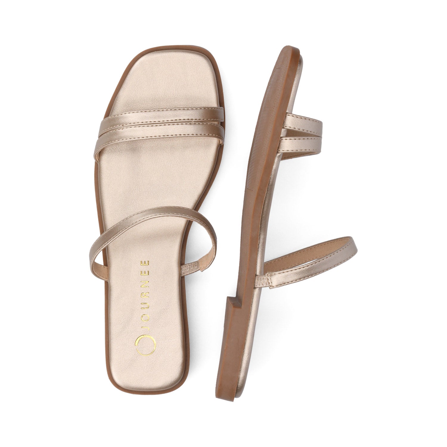 Journee BRISA SLIDE SANDALS IN VEGAN LEATHER - Gold PU