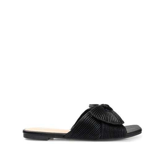 Journee SERLINA PLEATED SLIDE SANDALS IN FOIL - Black