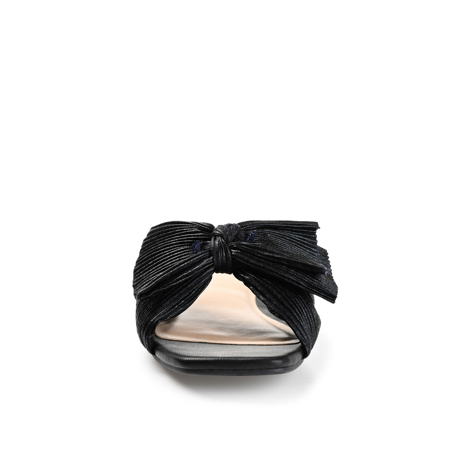 Journee SERLINA PLEATED SLIDE SANDALS IN FOIL - Black