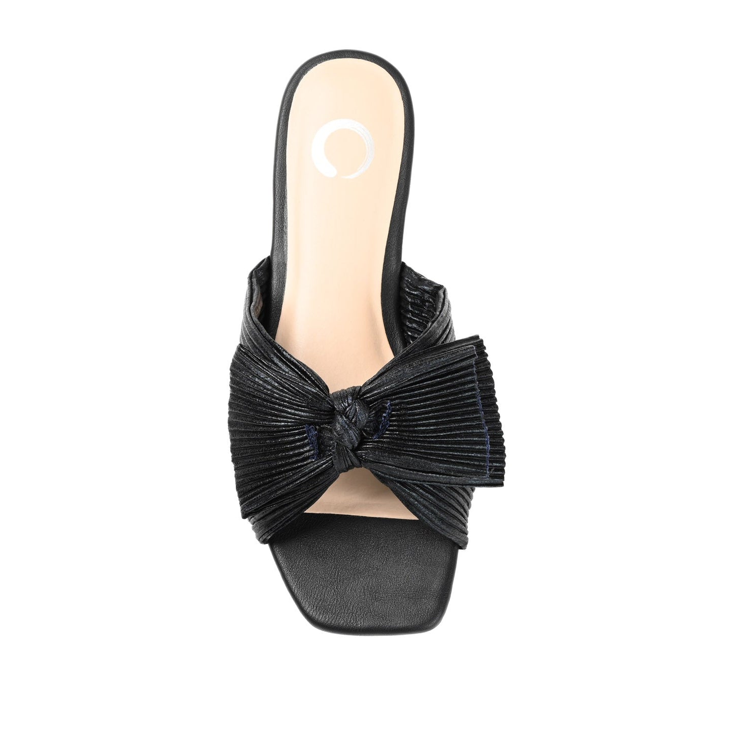 Journee SERLINA PLEATED SLIDE SANDALS IN FOIL - Black