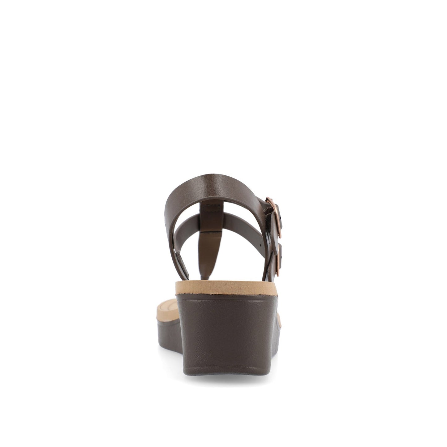 Journee BIANCA WEDGE HEELED SANDALS IN VEGAN LEATHER - Brown PU