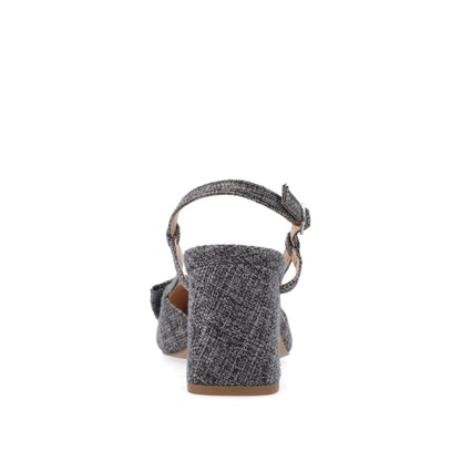 Journee TAILYNN SLINGBACK BLOCK HEELS IN FABRIC - Charcoal Linen