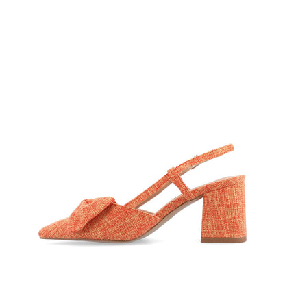 Journee TAILYNN SLINGBACK BLOCK HEELS IN FABRIC - Orange Linen
