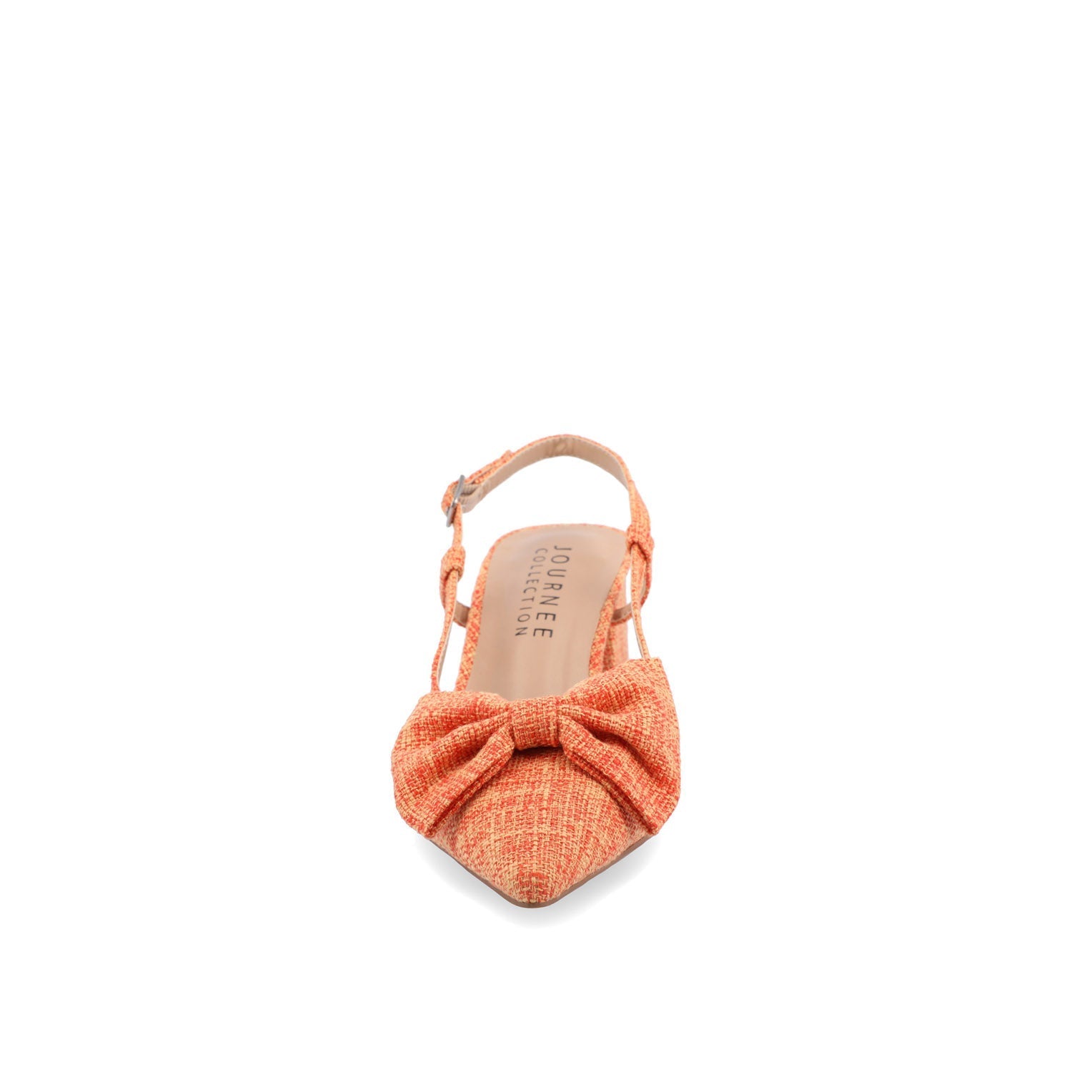 Journee TAILYNN SLINGBACK BLOCK HEELS IN FABRIC - Orange Linen