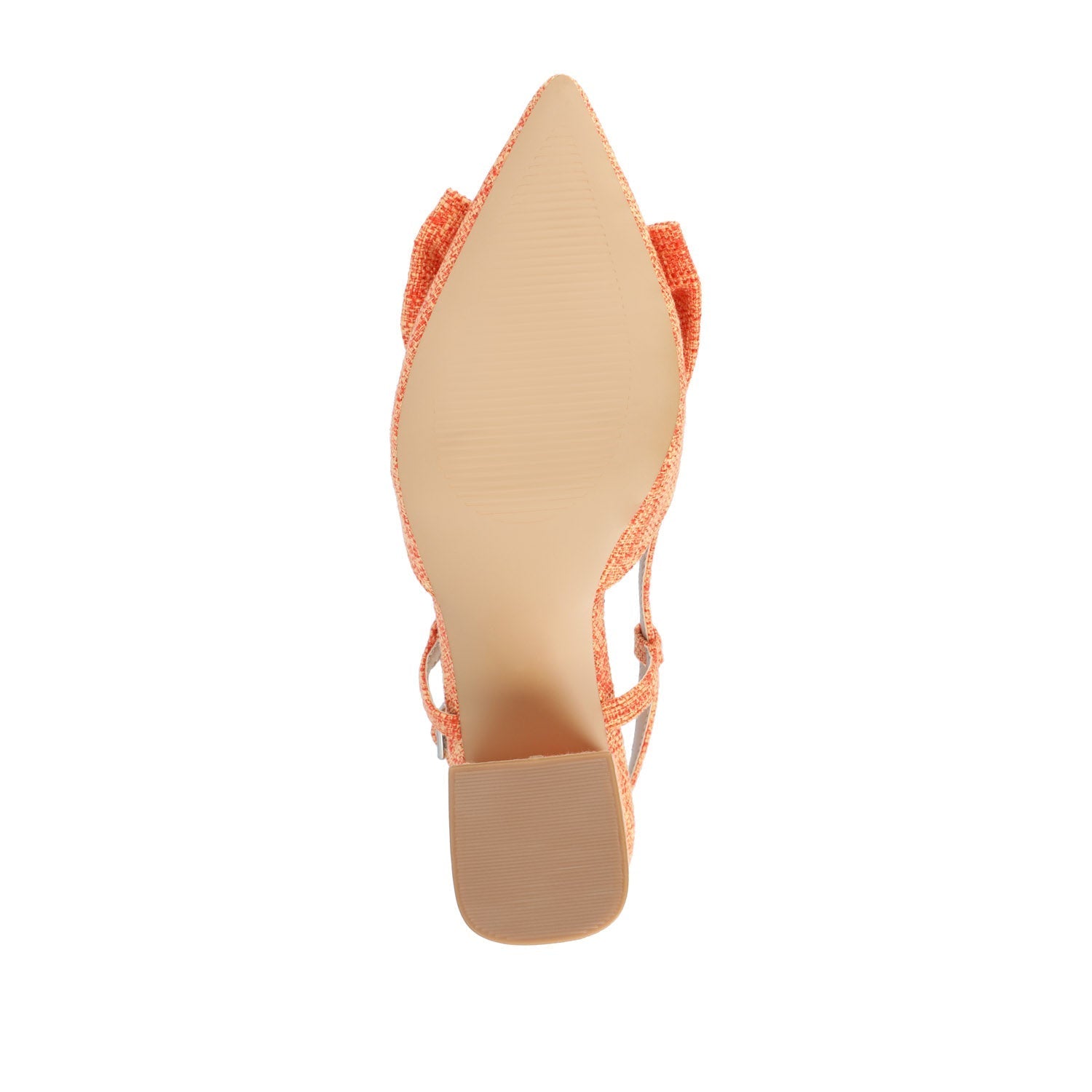 Journee TAILYNN SLINGBACK BLOCK HEELS IN FABRIC - Orange Linen