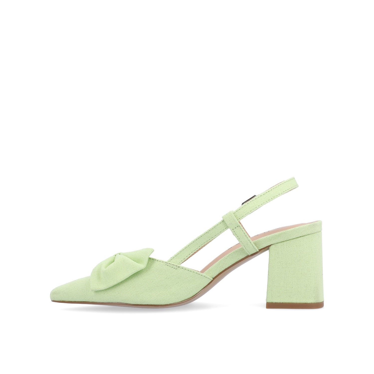Journee TAILYNN SLINGBACK BLOCK HEELS IN FABRIC - Green Linen