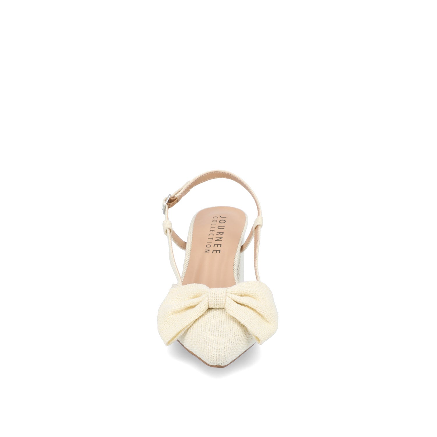 Journee TAILYNN SLINGBACK BLOCK HEELS IN FABRIC - Cream Linen