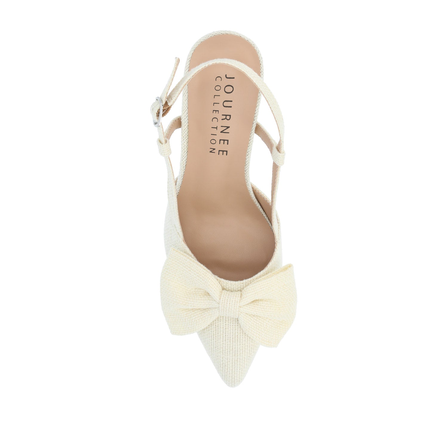 Journee TAILYNN SLINGBACK BLOCK HEELS IN FABRIC - Cream Linen